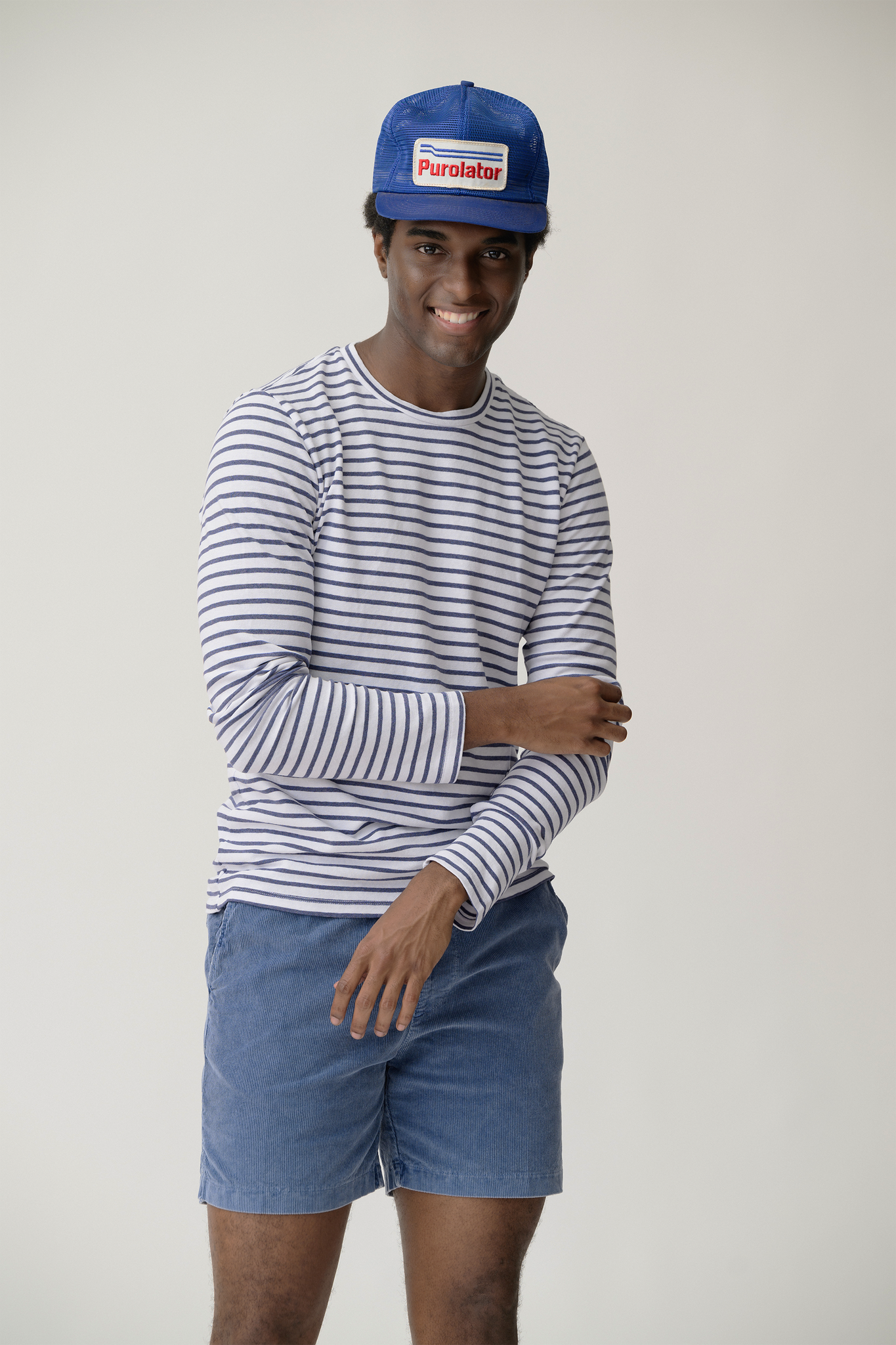 Long Sleeve Organic Cotton and Hemp Stripe Crew Tee