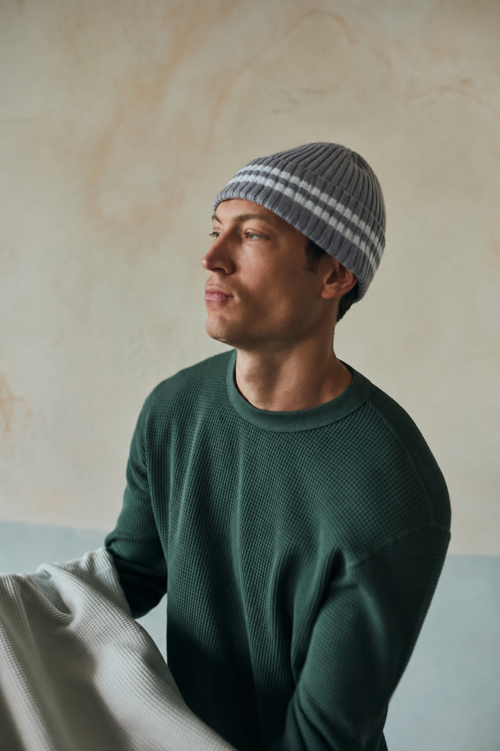 Recycled  Cashmere Stripe Beanie