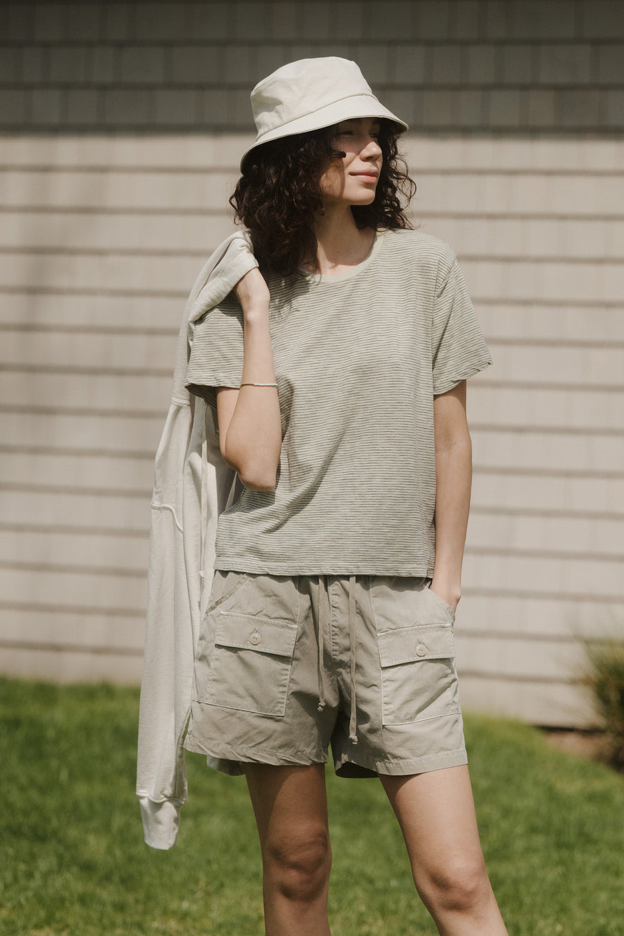 Drawstring Womens Long Khaki Shorts Ava Viv Pull On Khaki Shorts