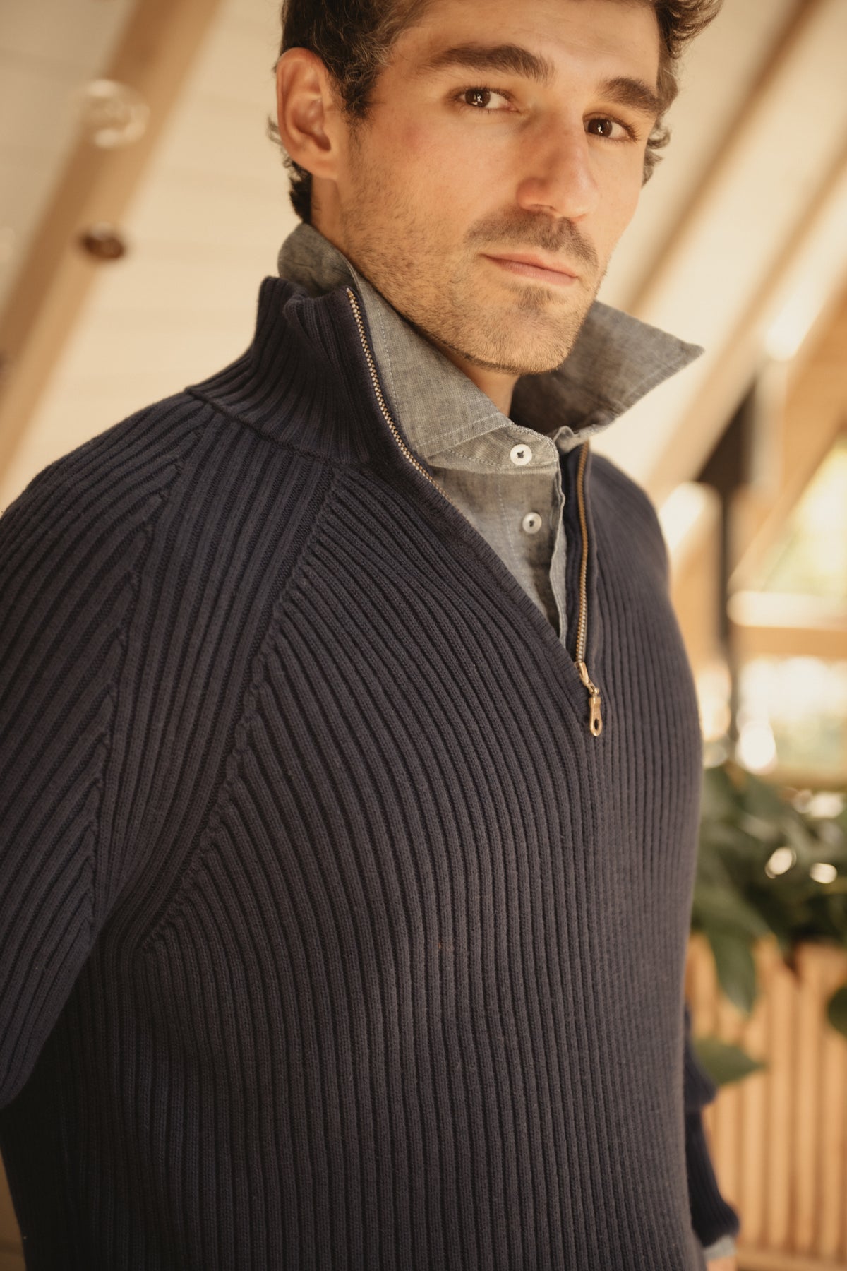Easy Care Cotton 1/4 ZIP Sweater