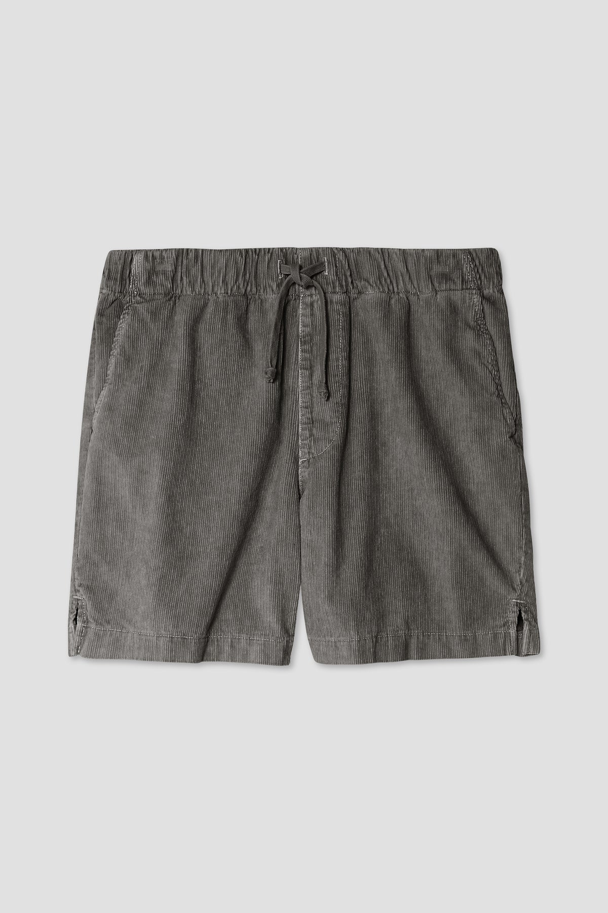 Charcoal corduroy easy shorts with drawstring waist and side pockets