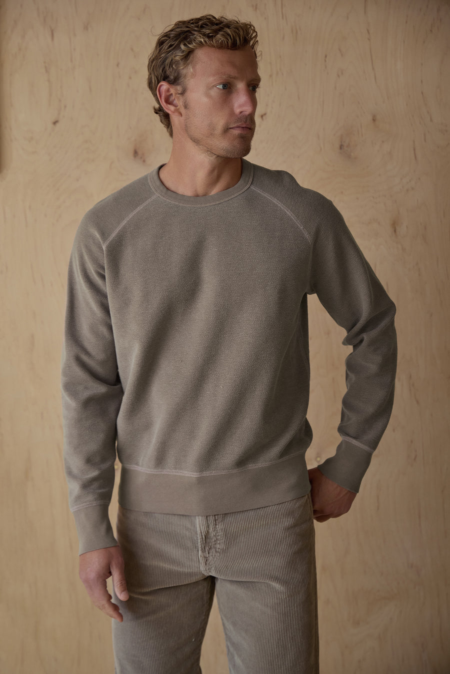 American Twill Back Terry Crew Reversible Sweatshirt – Save Khaki