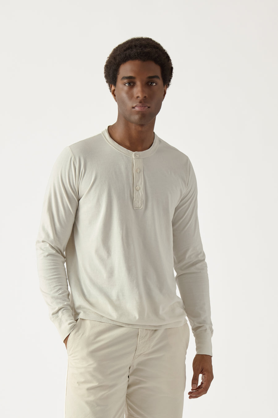 Long Sleeve Supima Jersey Henley - Main Image