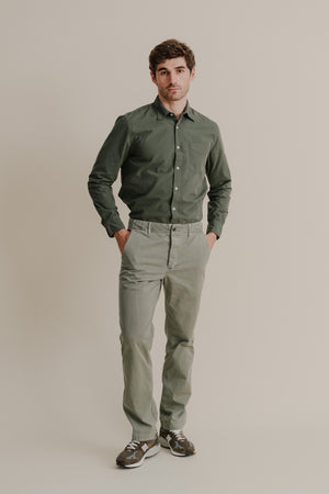 Distressed Button Fly Chino