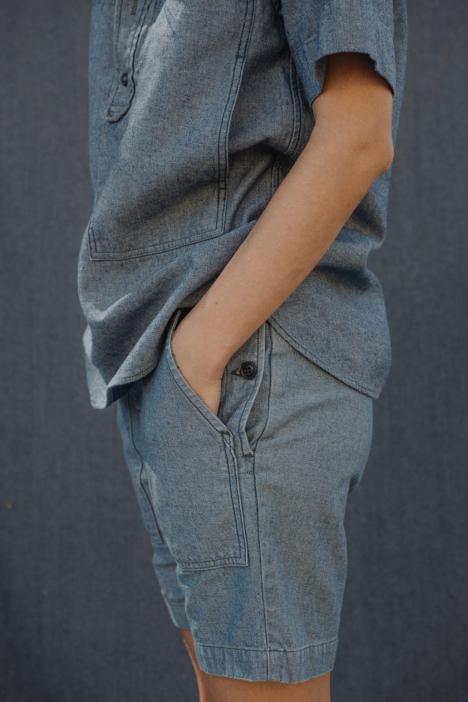 Reverse Denim Short