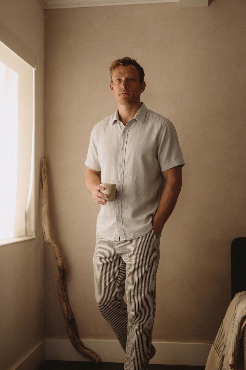 Hemp Stripe Easy Chino