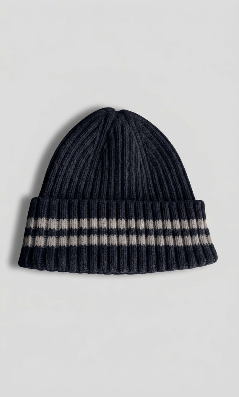 Recycled  Cashmere Stripe Beanie