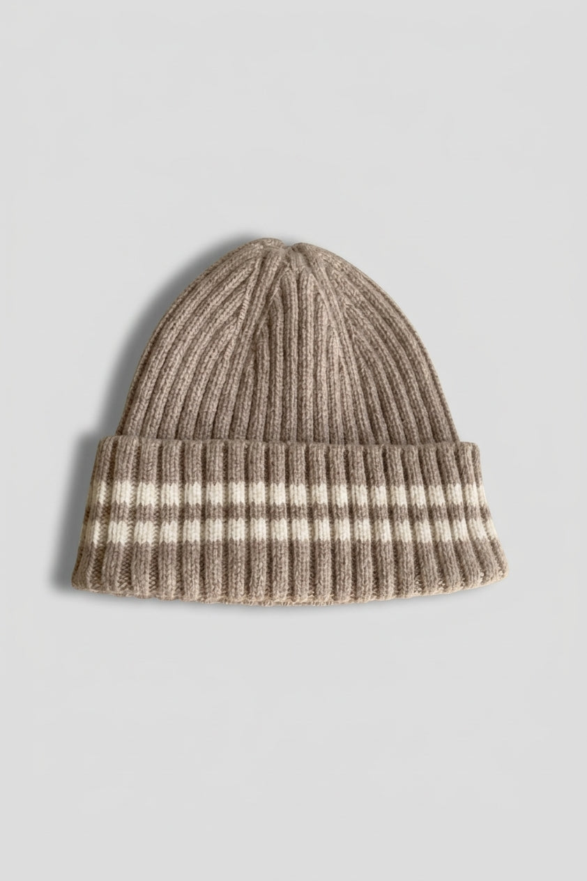 Recycled  Cashmere Stripe Beanie
