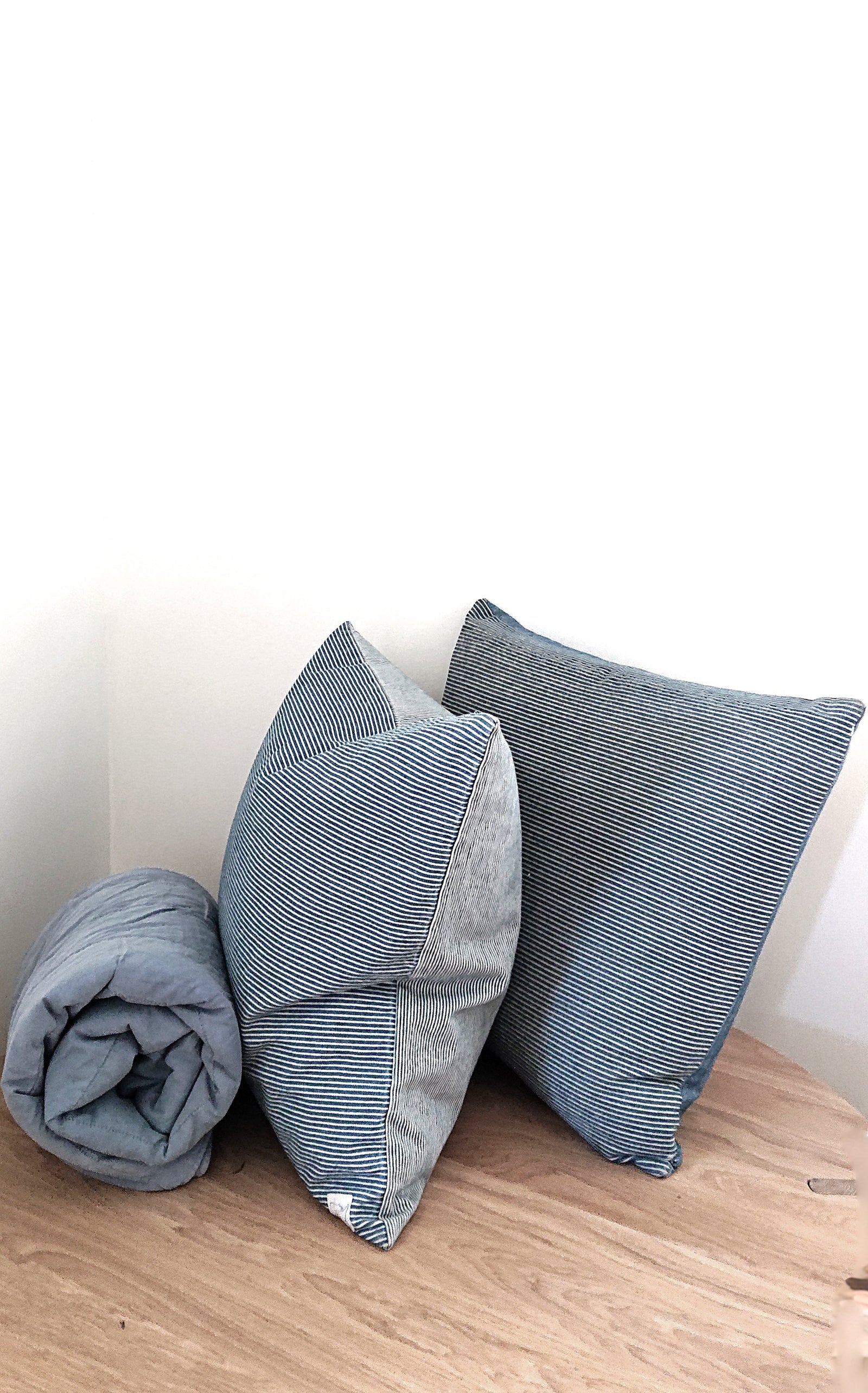 Stripe Pillow Stripes Front Herringbone Back